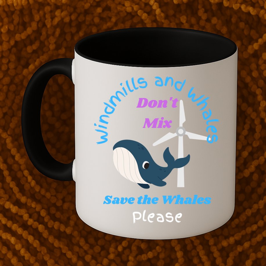Save The Whales From Windmills In The Sea And Ocean Design Gift Mug