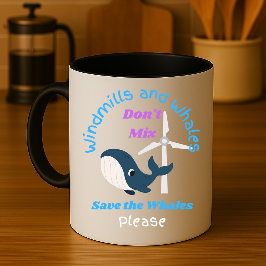 Save The Whales From Windmills In The Sea And Ocean Design Gift Mug