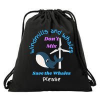 Save The Whales From Windmills In The Sea And Ocean Design Gift Drawstring Bag