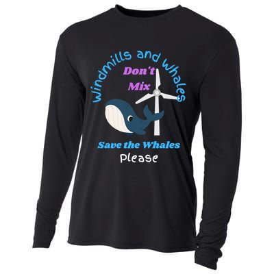 Save The Whales From Windmills In The Sea And Ocean Design Gift Cooling Performance Long Sleeve Crew