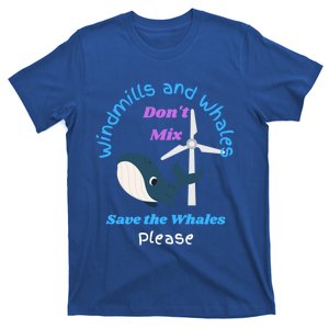 Save The Whales From Windmills In The Sea And Ocean Design Gift T-Shirt