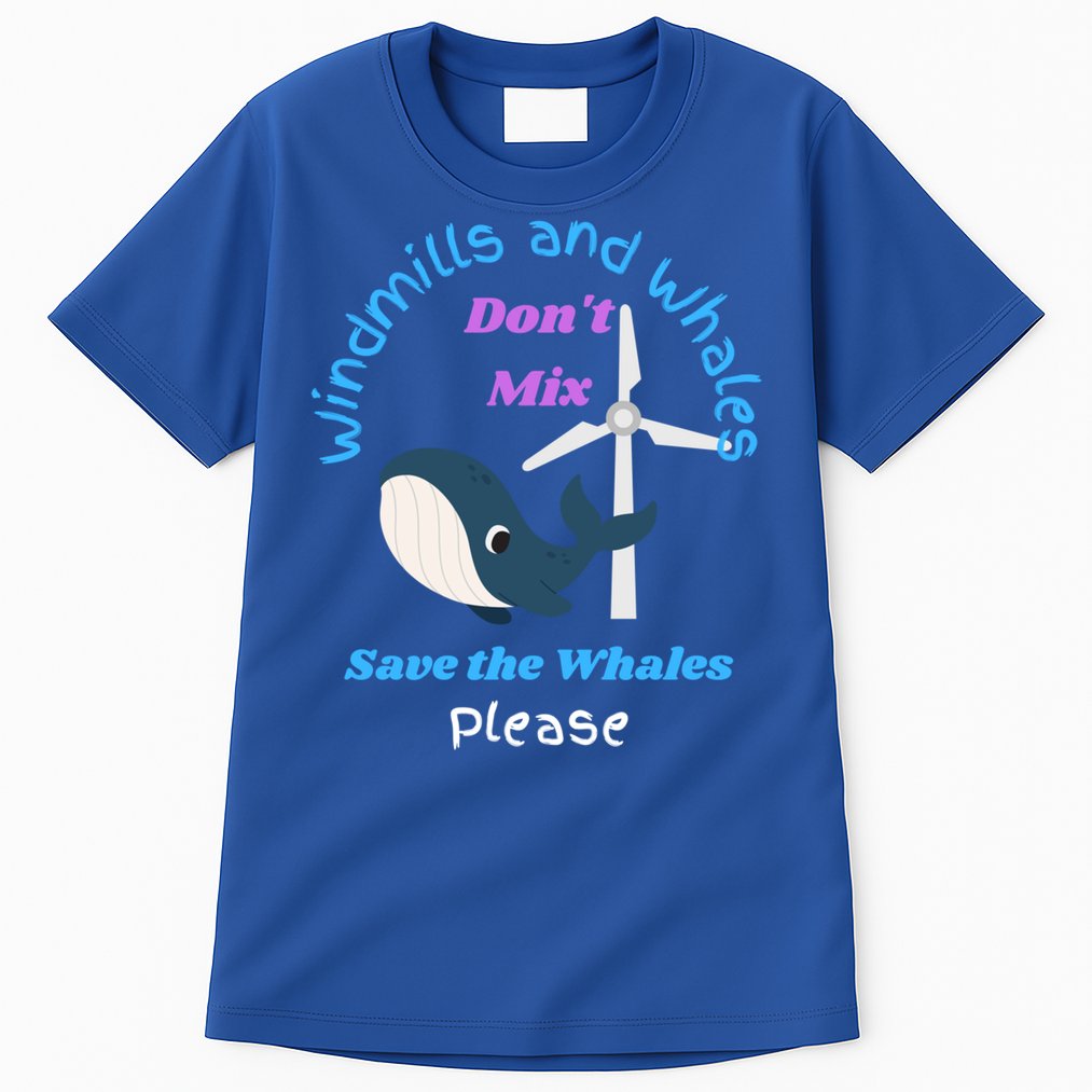 Save The Whales From Windmills In The Sea And Ocean Design Gift Tall T-Shirt