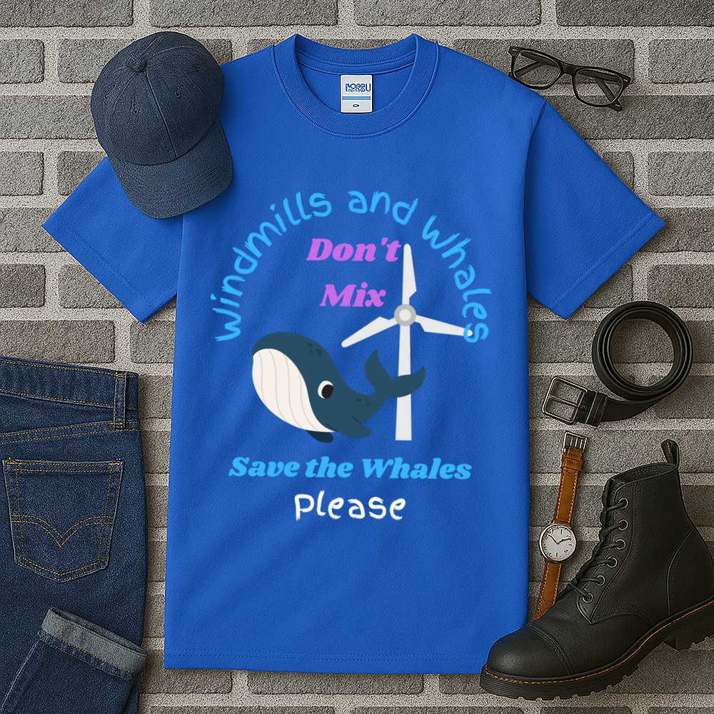 Save The Whales From Windmills In The Sea And Ocean Design Gift Tall T-Shirt