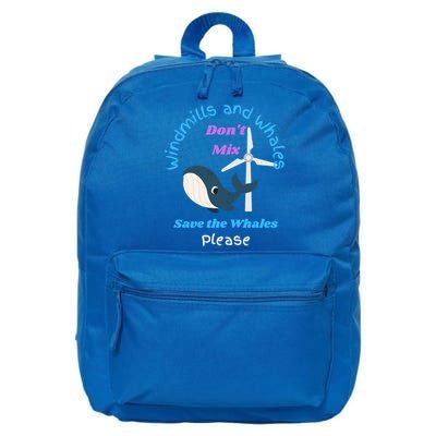 Save The Whales From Windmills In The Sea And Ocean Design Gift 16 in Basic Backpack