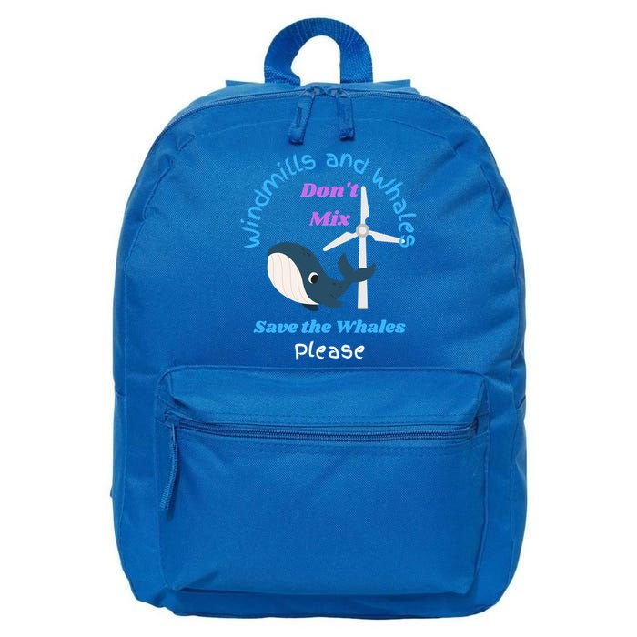 Save The Whales From Windmills In The Sea And Ocean Design Gift 16 in Basic Backpack