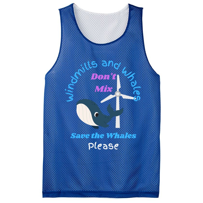 Save The Whales From Windmills In The Sea And Ocean Design Gift Mesh Reversible Basketball Jersey Tank