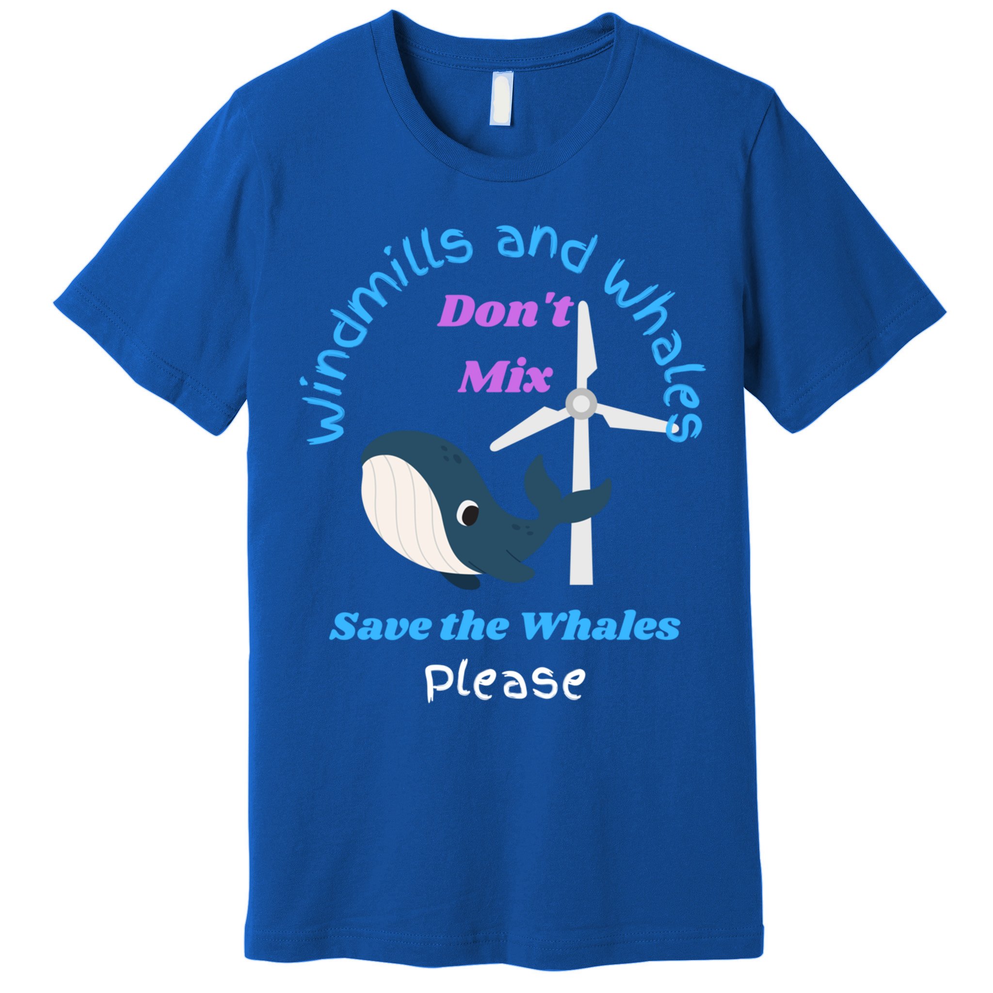 Save The Whales From Windmills In The Sea And Ocean Design Gift Premium T-Shirt