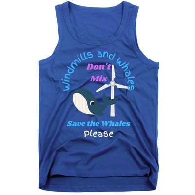 Save The Whales From Windmills In The Sea And Ocean Design Gift Tank Top