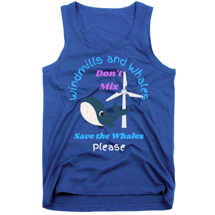 Save The Whales From Windmills In The Sea And Ocean Design Gift Tank Top