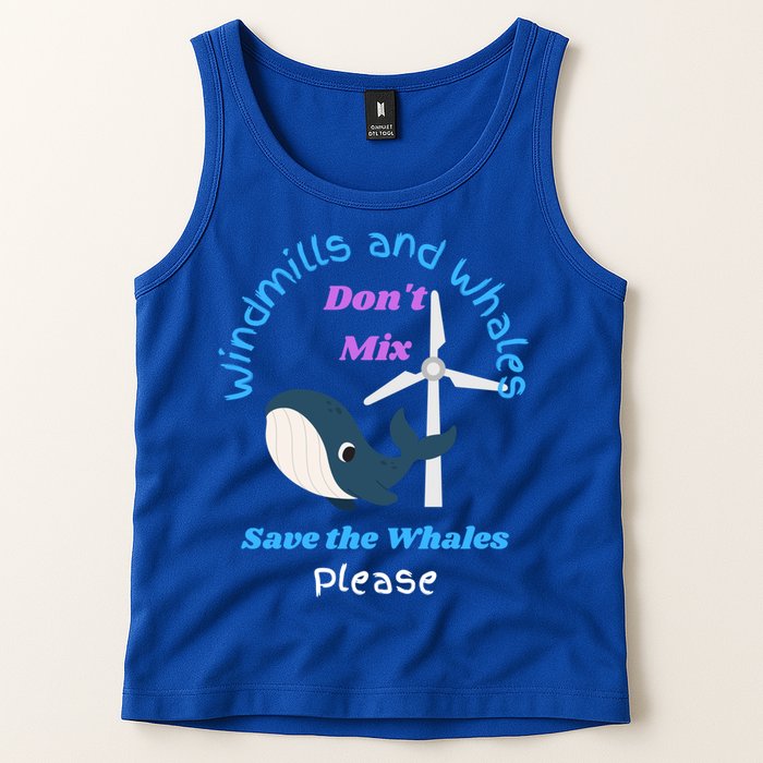 Save The Whales From Windmills In The Sea And Ocean Design Gift Tank Top
