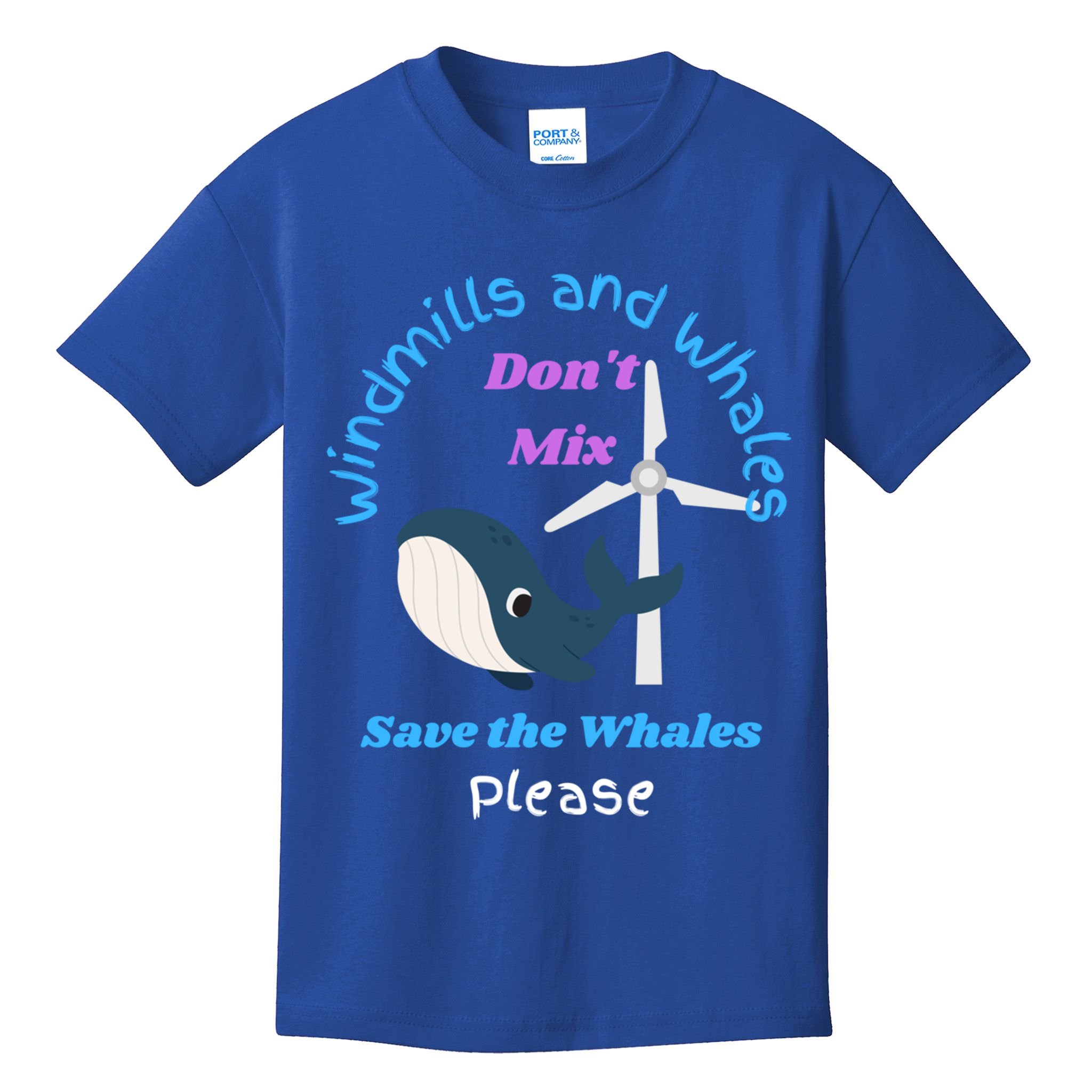 Save The Whales From Windmills In The Sea And Ocean Design Gift Kids T-Shirt