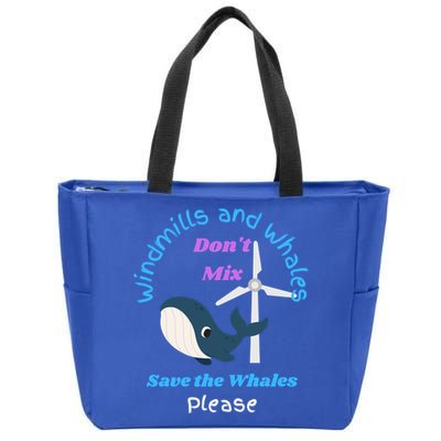 Save The Whales From Windmills In The Sea And Ocean Design Gift Zip Tote Bag