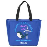 Save The Whales From Windmills In The Sea And Ocean Design Gift Zip Tote Bag