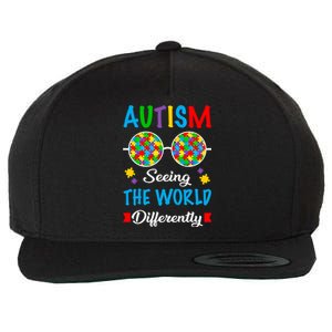 Seeing The World Differently Autism Spectrum Glasses Funny Gift Wool Snapback Cap