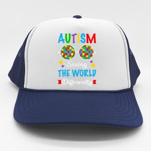 Seeing The World Differently Autism Spectrum Glasses Funny Gift Trucker Hat