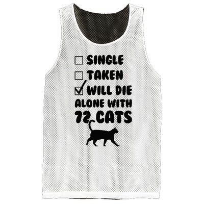 Single Taken Will Die Alone With 12 Cats Mesh Reversible Basketball Jersey Tank