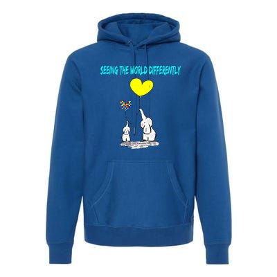 Seeing The World Differently Autism Awareness Meaningful Gift Premium Hoodie