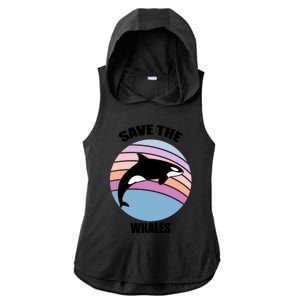 Save The Whales Gift Ladies PosiCharge Tri-Blend Wicking Draft Hoodie Tank