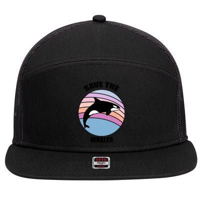 Save The Whales Gift 7 Panel Mesh Trucker Snapback Hat