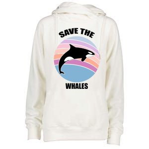 Save The Whales Gift Womens Funnel Neck Pullover Hood