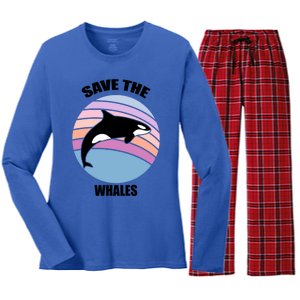 Save The Whales Gift Women's Long Sleeve Flannel Pajama Set 