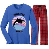 Save The Whales Gift Women's Long Sleeve Flannel Pajama Set 