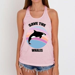 Save The Whales Gift Women's Knotted Racerback Tank