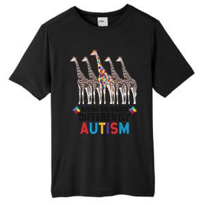 Seeing The World Differently Autism Awareness Giraffe Gift Tall Fusion ChromaSoft Performance T-Shirt