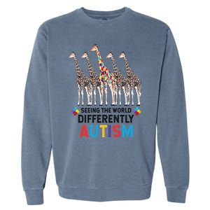 Seeing The World Differently Autism Awareness Giraffe Gift Garment-Dyed Sweatshirt