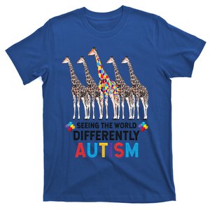 Seeing The World Differently Autism Awareness Giraffe Gift T-Shirt