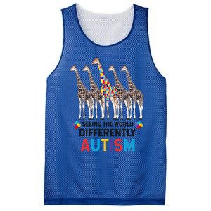 Seeing The World Differently Autism Awareness Giraffe Gift Mesh Reversible Basketball Jersey Tank