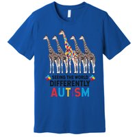 Seeing The World Differently Autism Awareness Giraffe Gift Premium T-Shirt