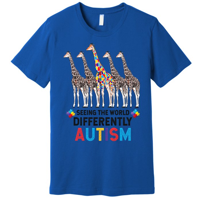 Seeing The World Differently Autism Awareness Giraffe Gift Premium T-Shirt