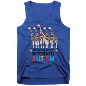 Seeing The World Differently Autism Awareness Giraffe Gift Tank Top