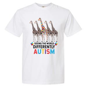 Seeing The World Differently Autism Awareness Giraffe Gift Garment-Dyed Heavyweight T-Shirt