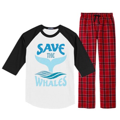 Save The Whales Vintage Retro Gift Raglan Sleeve Pajama Set