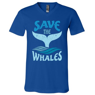 Save The Whales Vintage Retro Gift V-Neck T-Shirt