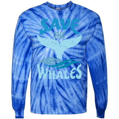 Save The Whales Vintage Retro Gift Tie-Dye Long Sleeve Shirt