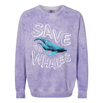 Save The Whales Retro 80s Gift Colorblast Crewneck Sweatshirt