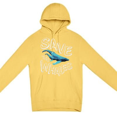 Save The Whales Retro 80s Gift Premium Pullover Hoodie