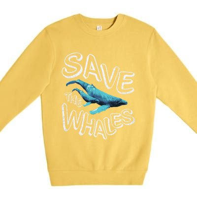 Save The Whales Retro 80s Gift Premium Crewneck Sweatshirt