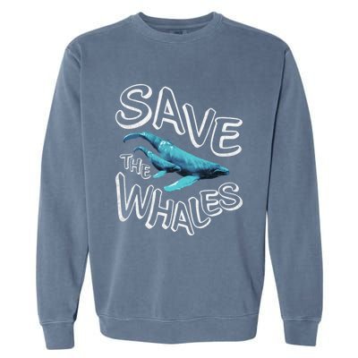 Save The Whales Retro 80s Gift Garment-Dyed Sweatshirt