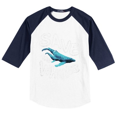 Save The Whales Retro 80s Gift Baseball Sleeve Shirt