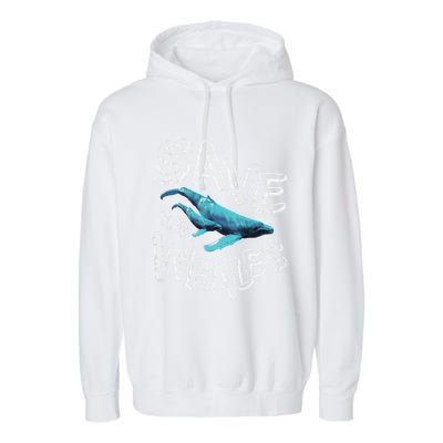 Save The Whales Retro 80s Gift Garment-Dyed Fleece Hoodie