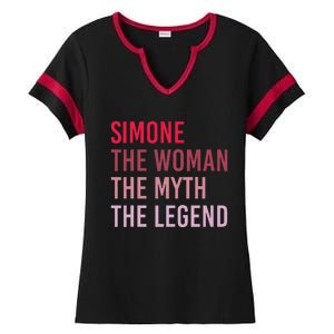 Simone The Woman Myth Legend Personalized Name Birthday Gift Ladies Halftime Notch Neck Tee