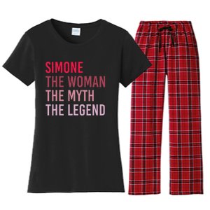 Simone The Woman Myth Legend Personalized Name Birthday Gift Women's Flannel Pajama Set