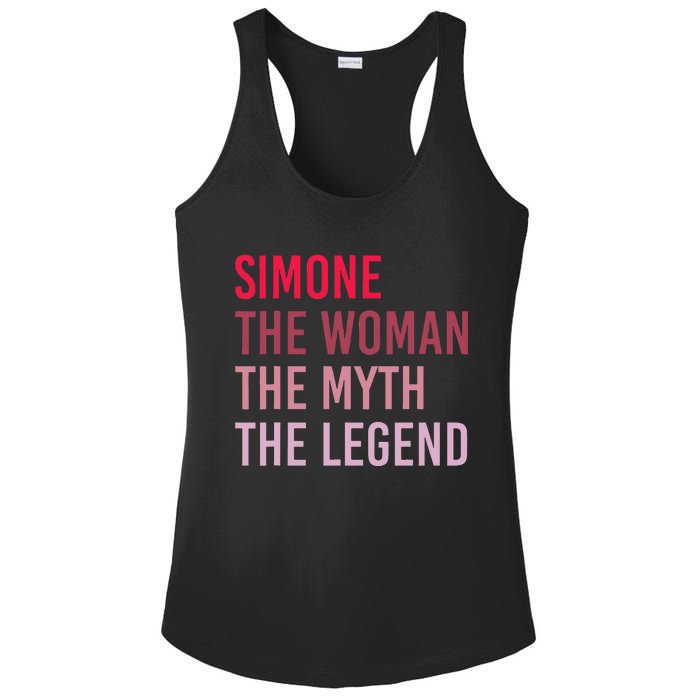 Simone The Woman Myth Legend Personalized Name Birthday Gift Ladies PosiCharge Competitor Racerback Tank