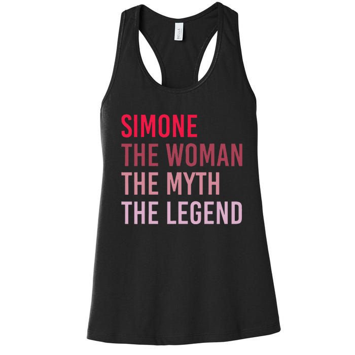 Simone The Woman Myth Legend Personalized Name Birthday Gift Women's Racerback Tank