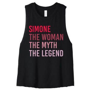 Simone The Woman Myth Legend Personalized Name Birthday Gift Women's Racerback Cropped Tank