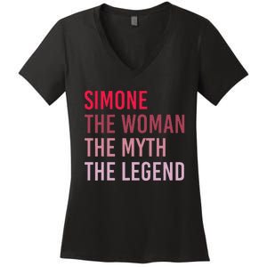 Simone The Woman Myth Legend Personalized Name Birthday Gift Women's V-Neck T-Shirt